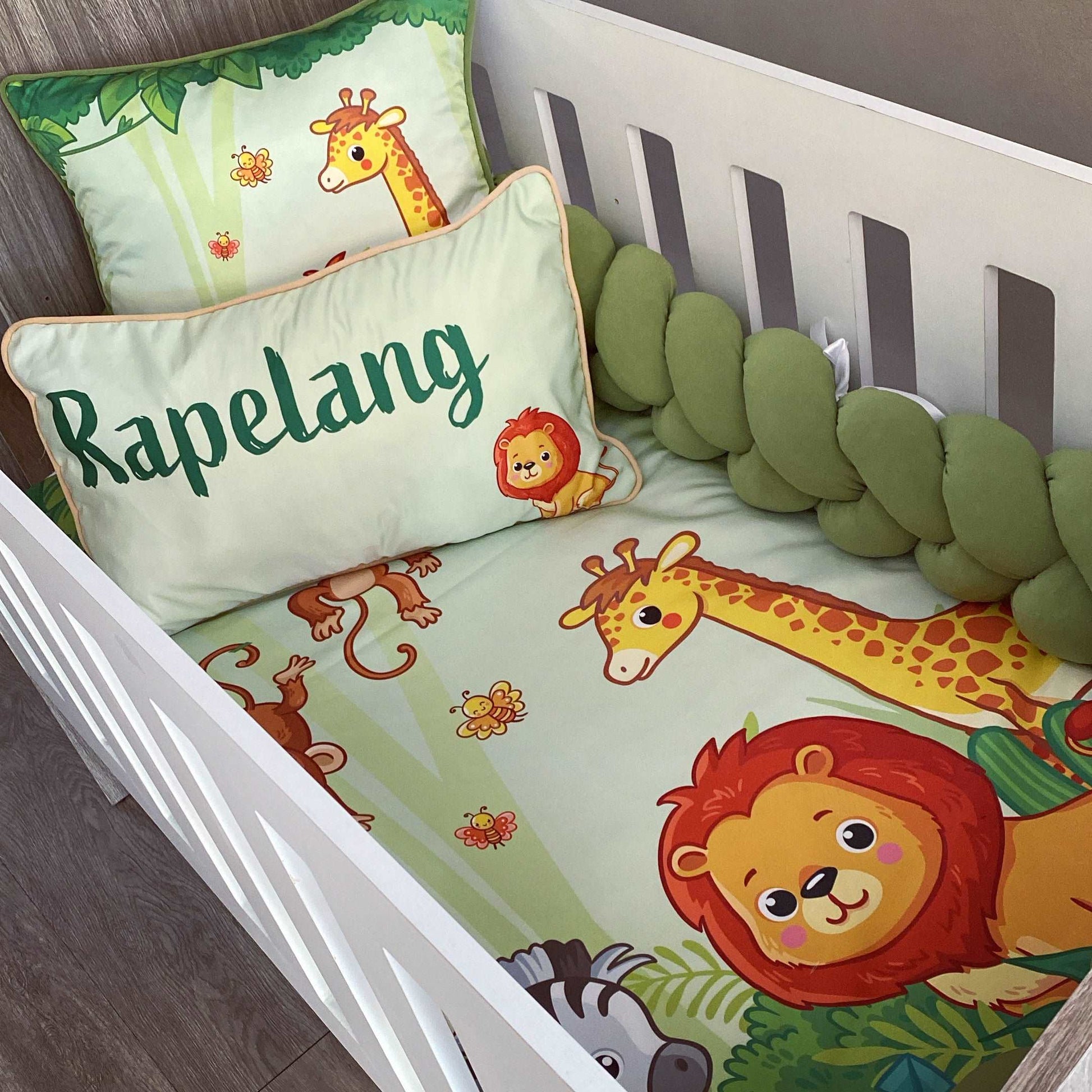 Cot Bedding - Green Jungle Safari Set 01