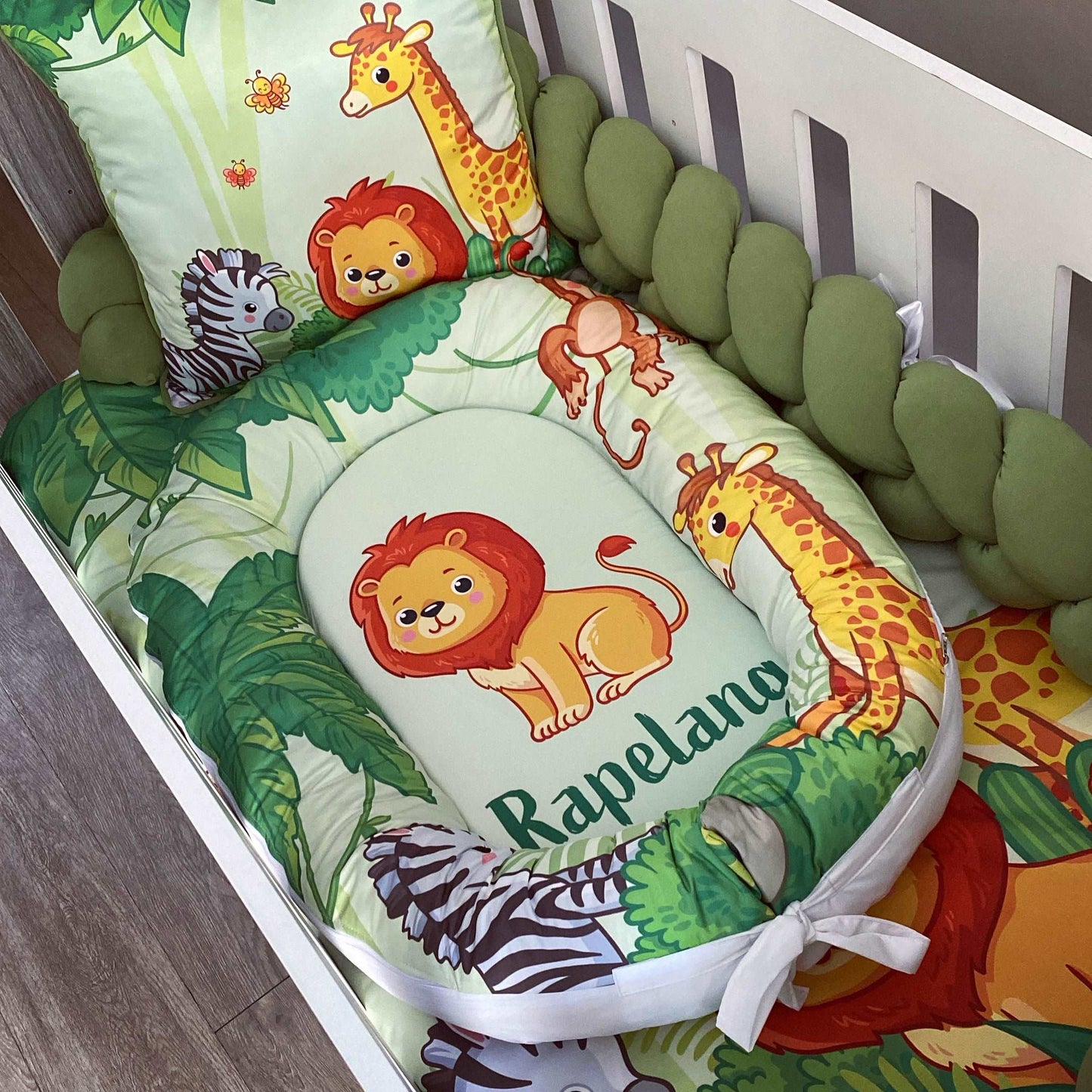 Cot Bedding - Green Jungle Safari Set 01