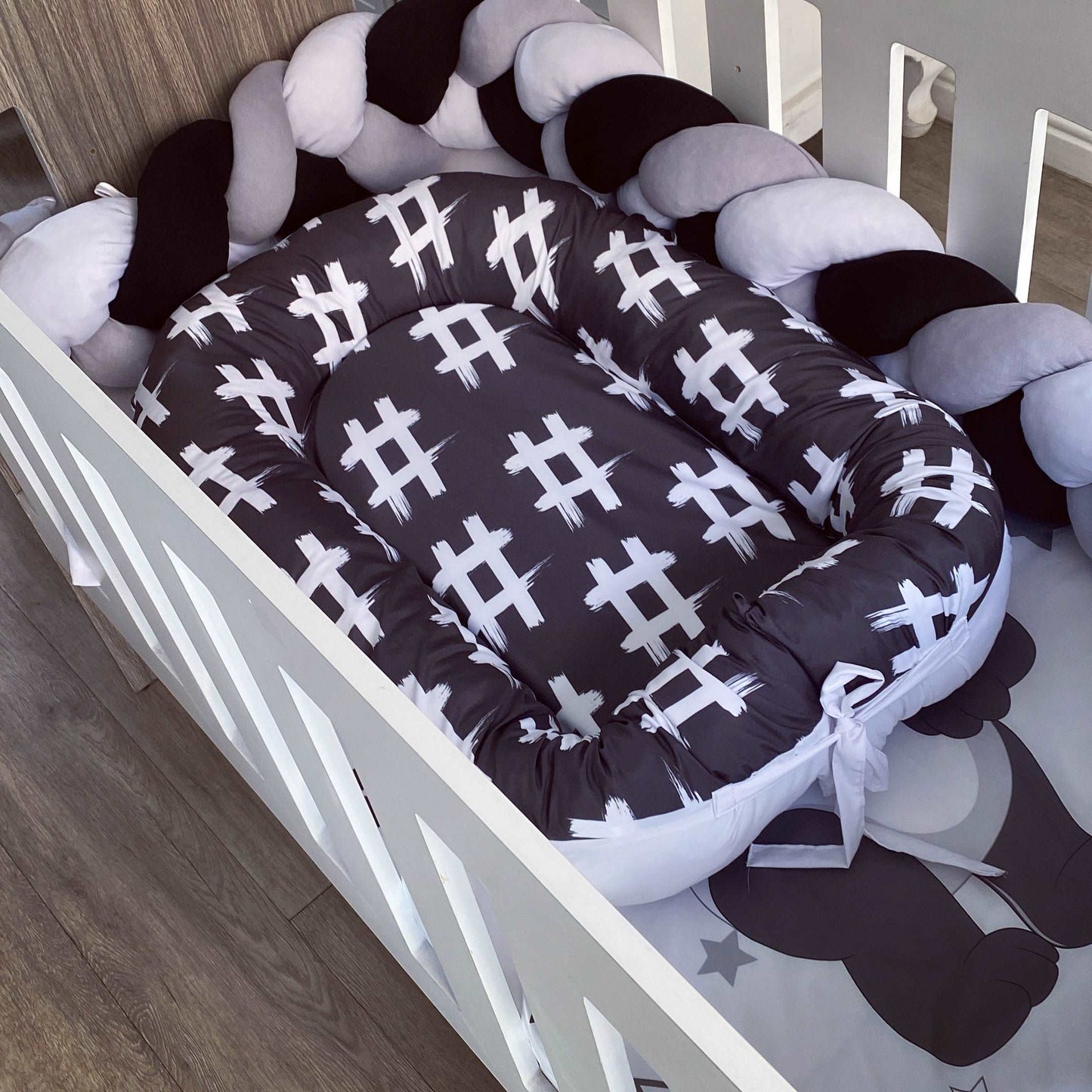 Cot Bedding - Black Panda Set 01