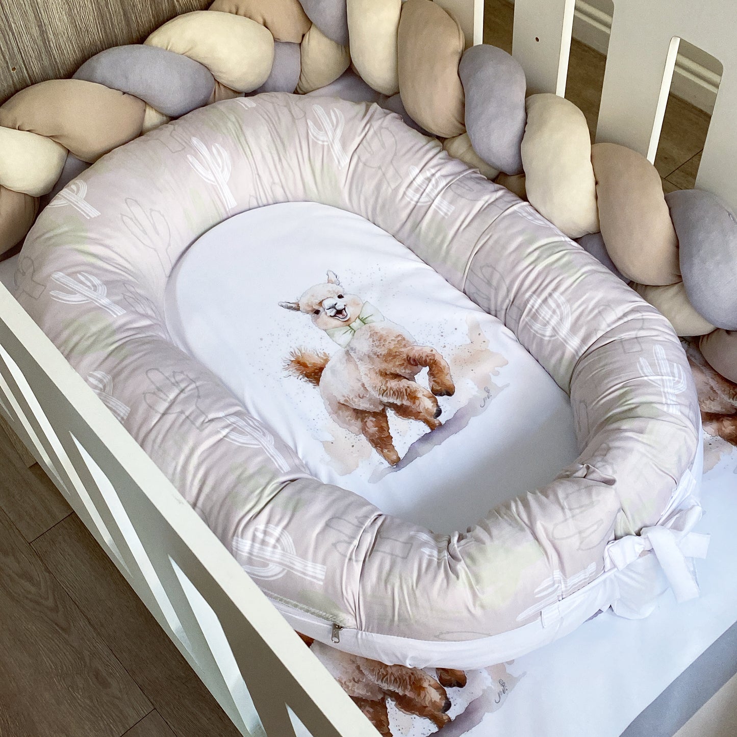 Cot Bedding - Stone Llama Set 01