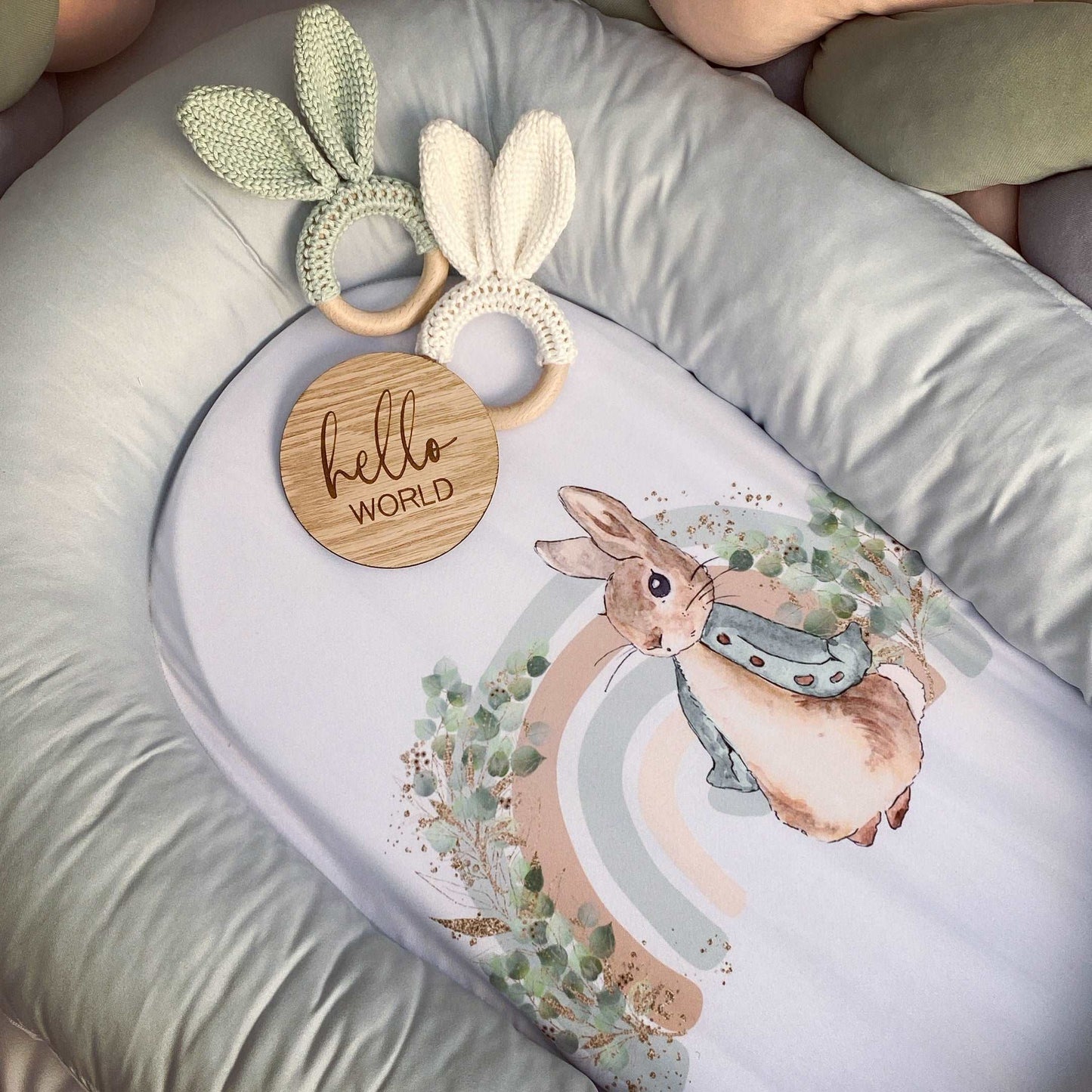 Cot Bedding - Sage Bunny Set 01