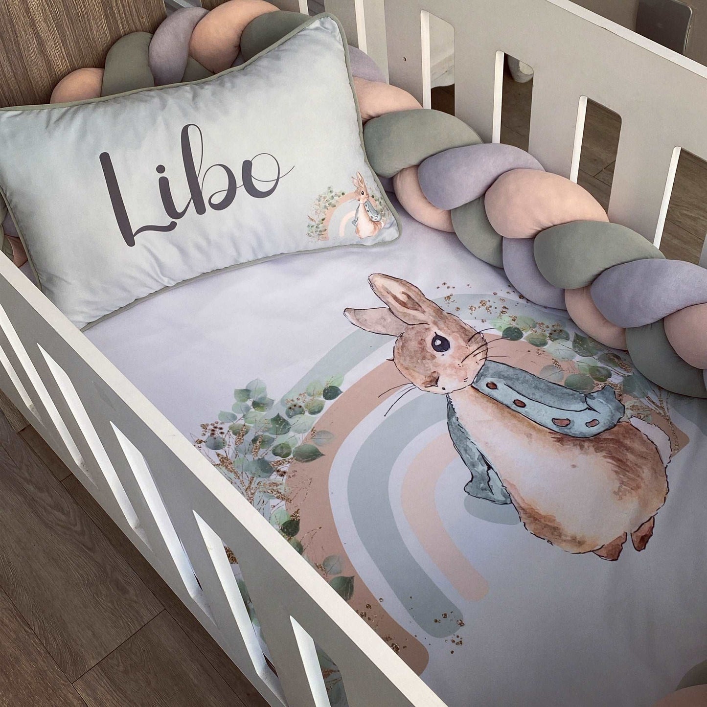Cot Bedding - Sage Bunny Set 01