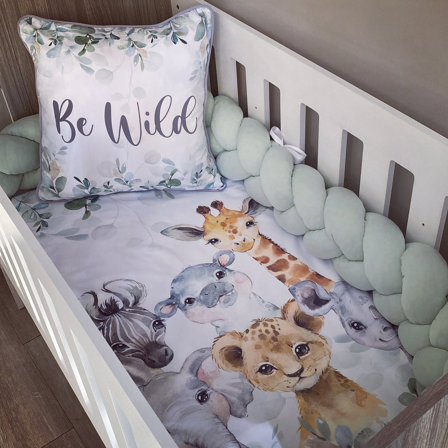 Cot Bedding - Sage Safari Set 01