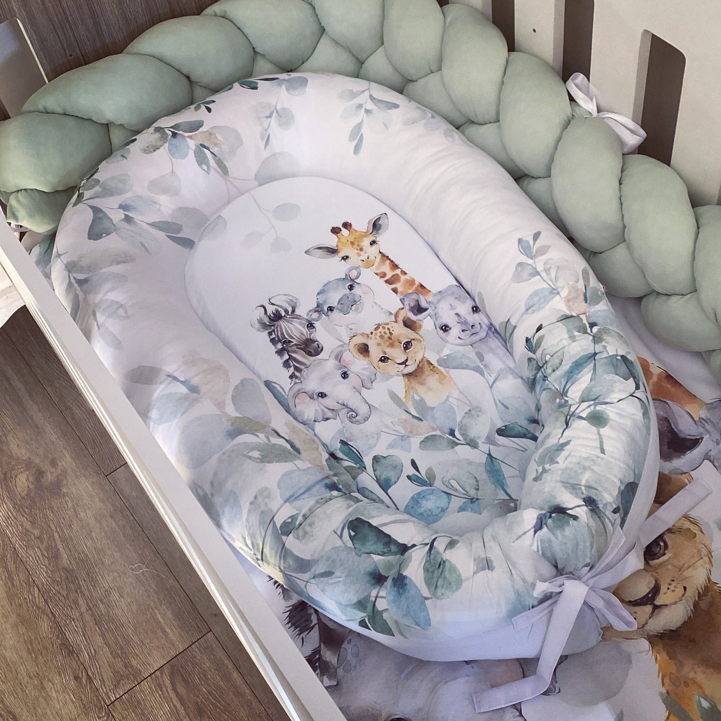 Cot Bedding - Sage Safari Set 01