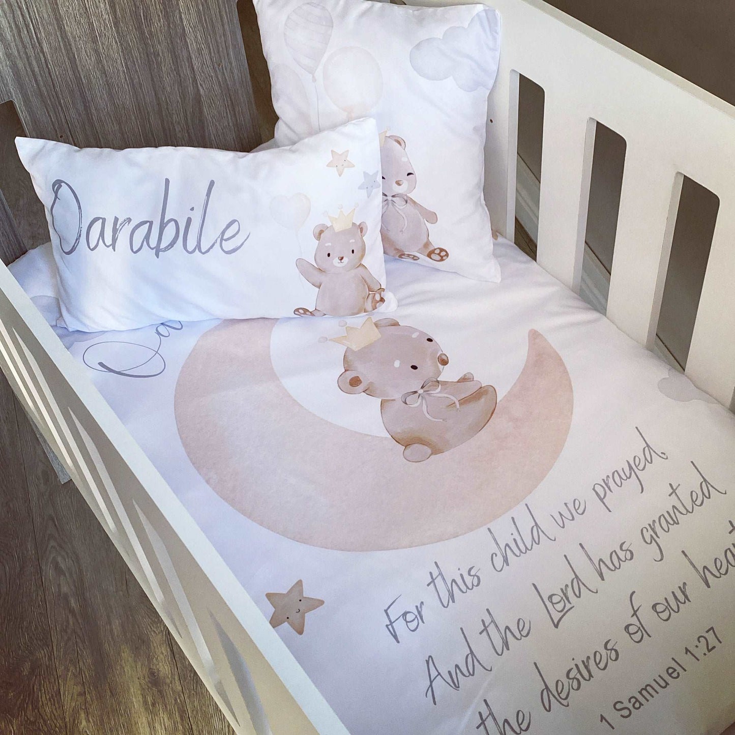 Cot Bedding - Grey Stone Bear Set 01