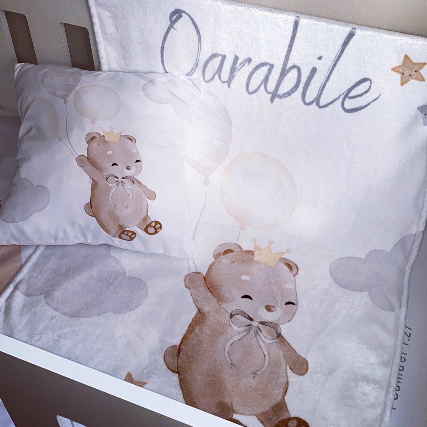 Cot Bedding - Grey Stone Bear Set 01