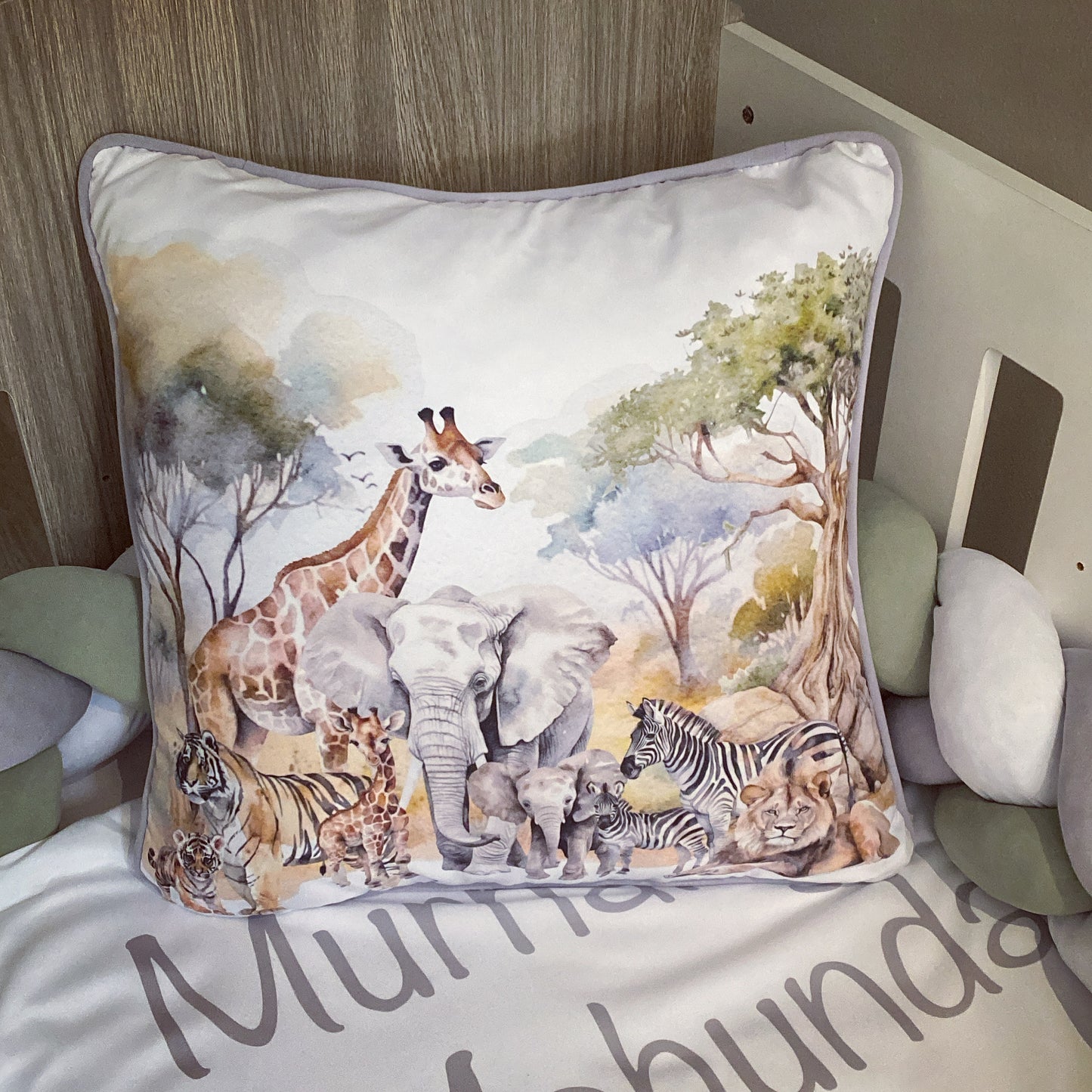 Cot Bedding - Sage Safari Set 03