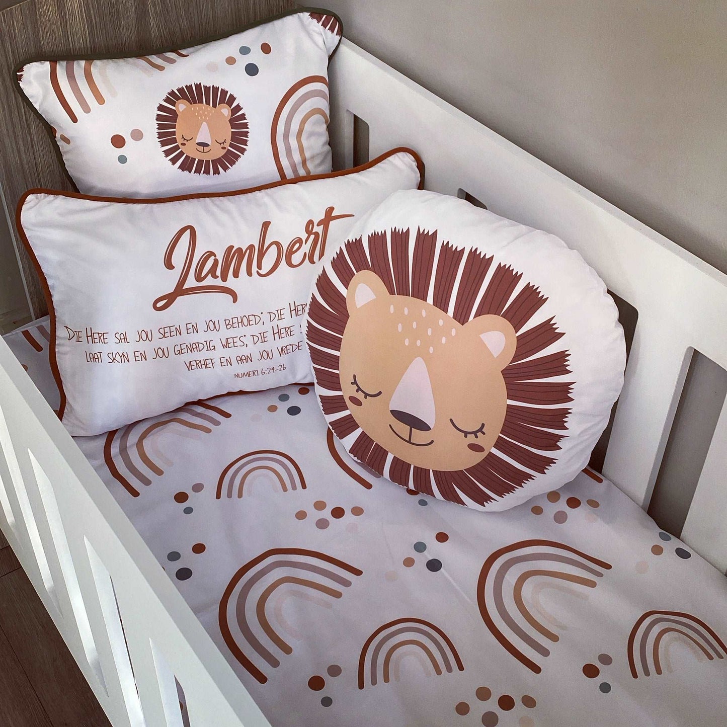 Cot Bedding - Boho Lion Rainbow Set 01