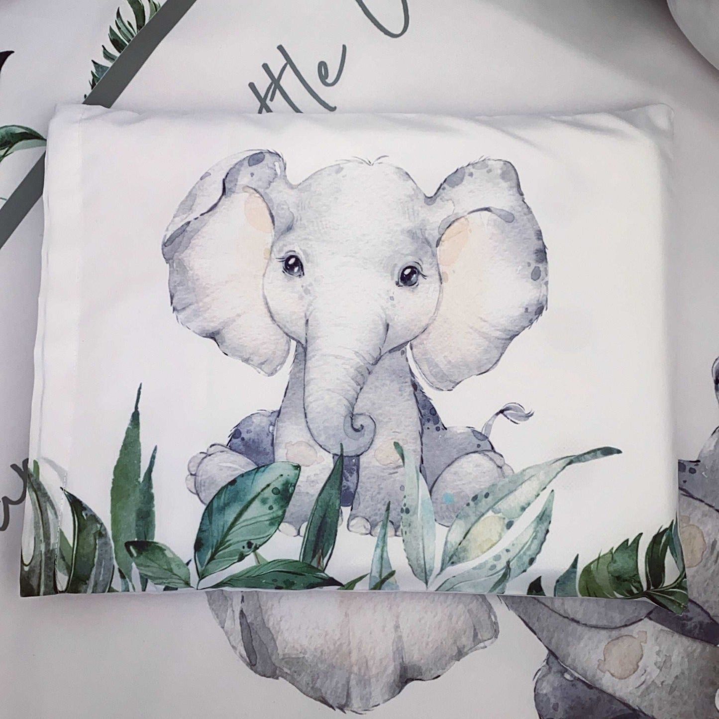 Cot Bedding - Sage Elephant Set 02