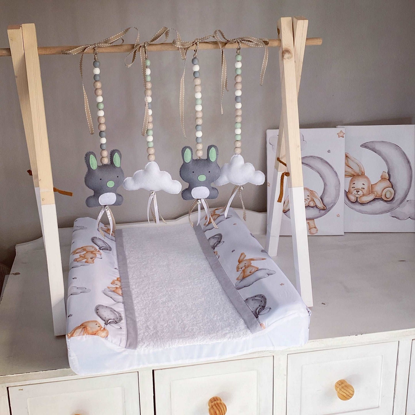 Cot Bedding - Grey Bunny Set 01