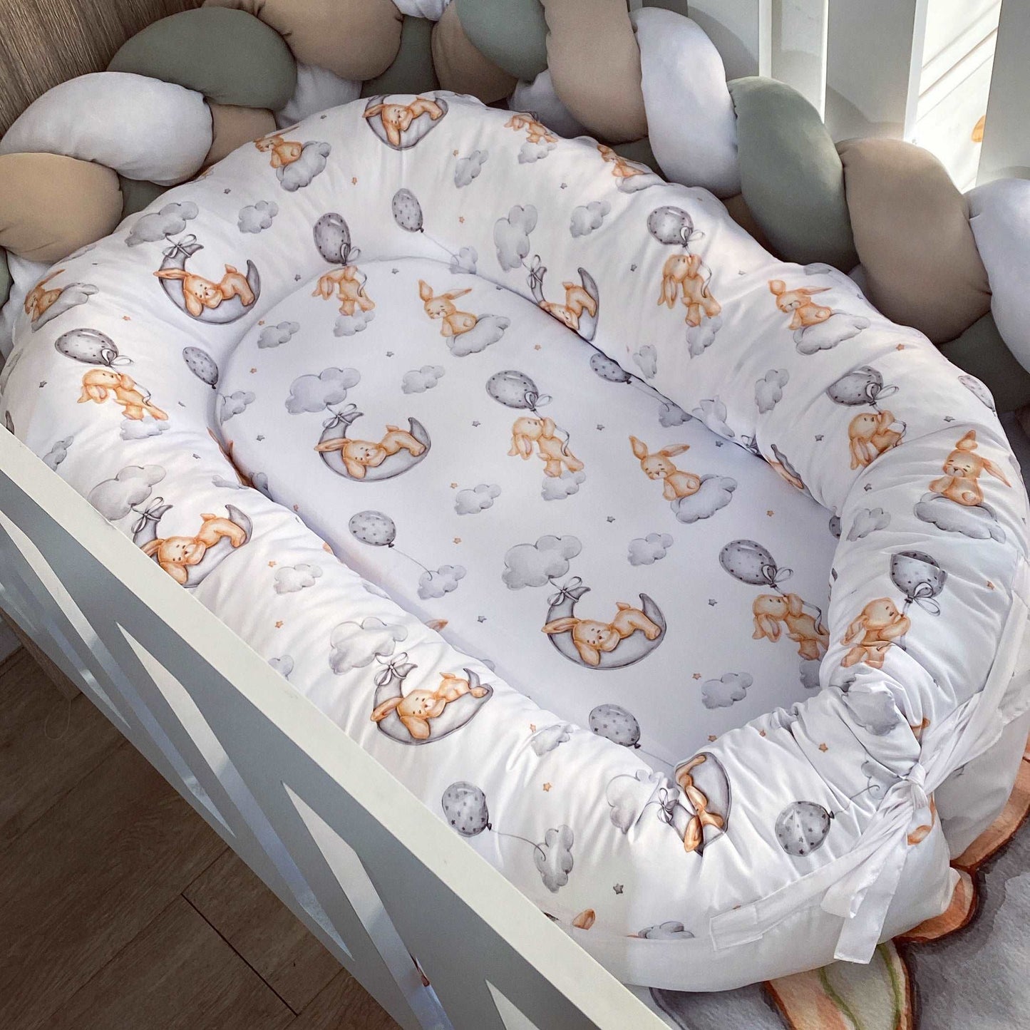 Cot Bedding - Grey Bunny Set 01