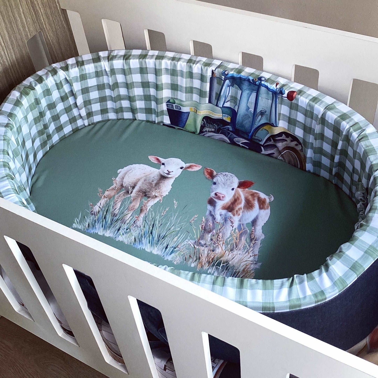 Cot Bedding - On the Farm Sage Set 01