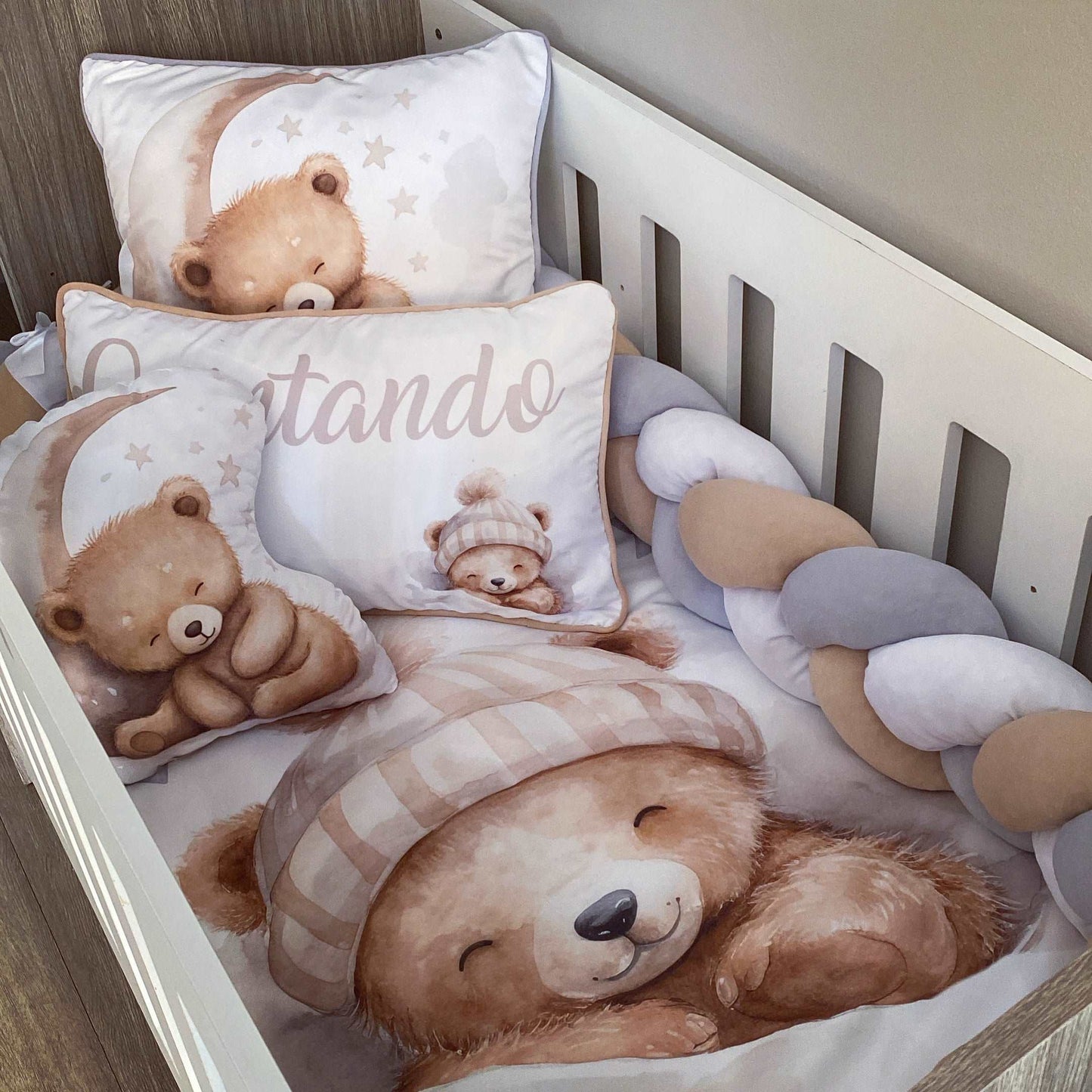 Cot Bedding - Grey Bear Set 02
