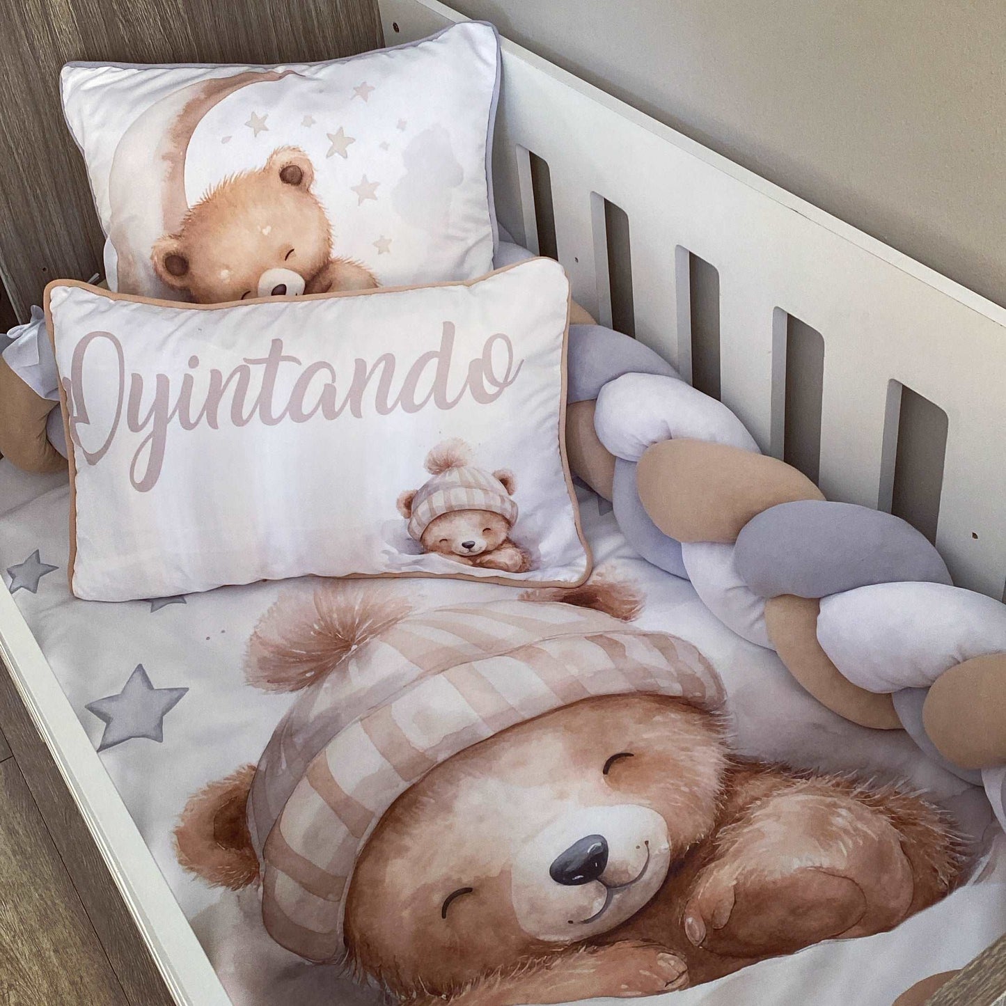 Cot Bedding - Grey Bear Set 02