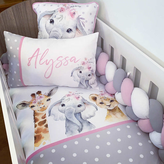 Cot Bedding - Pink Safari Set 14