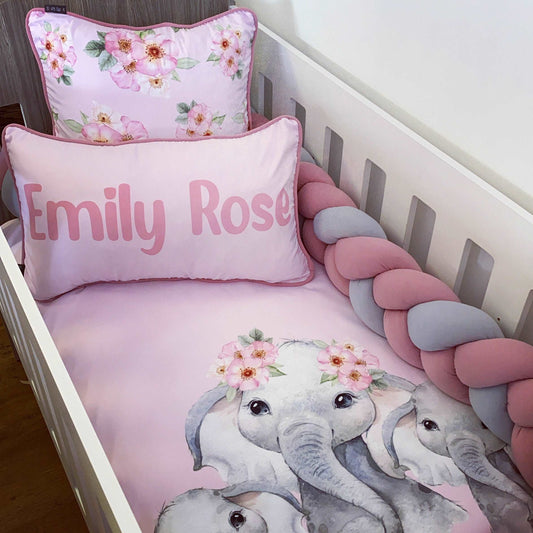 Cot Bedding - Pink Elephant Set 13
