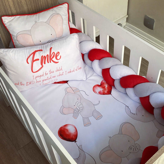 Cot Bedding - Red Elephant Set 01