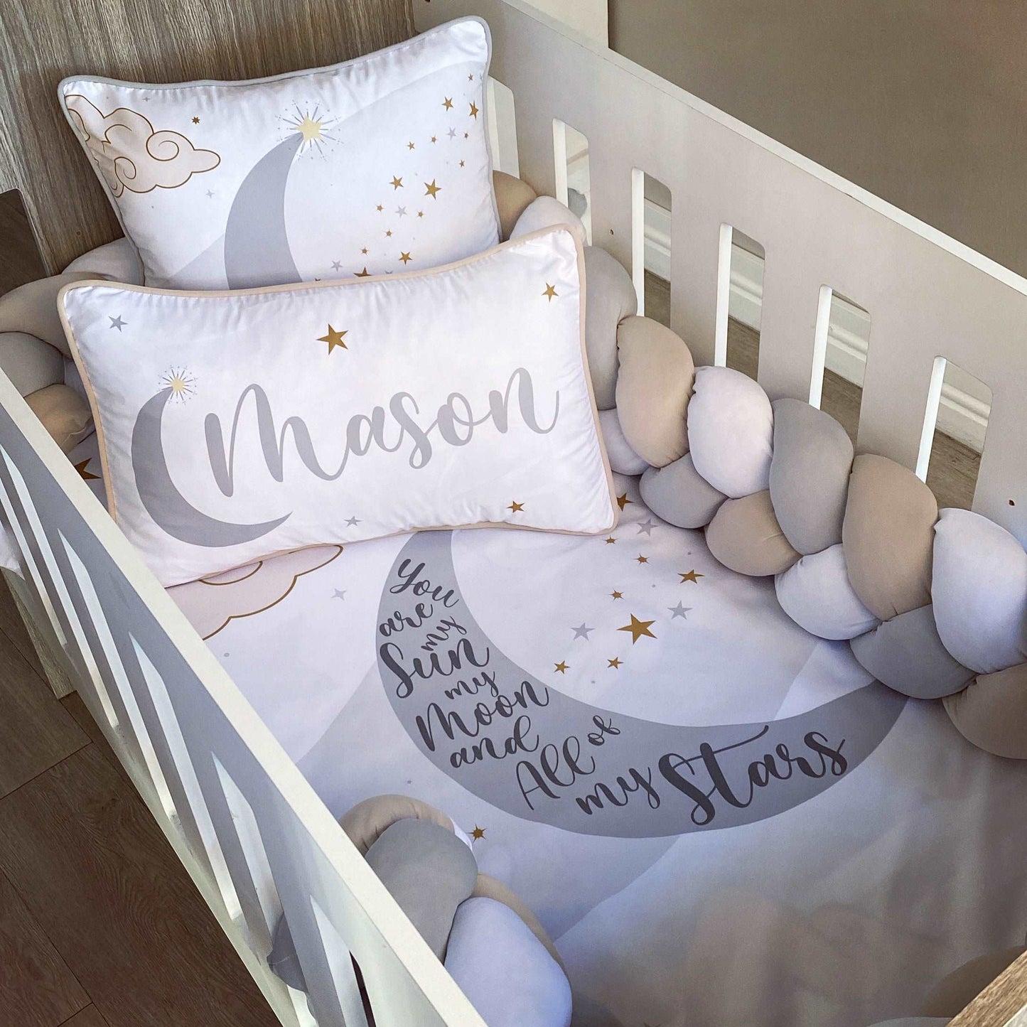 Cot Bedding - Grey Moon Set 01