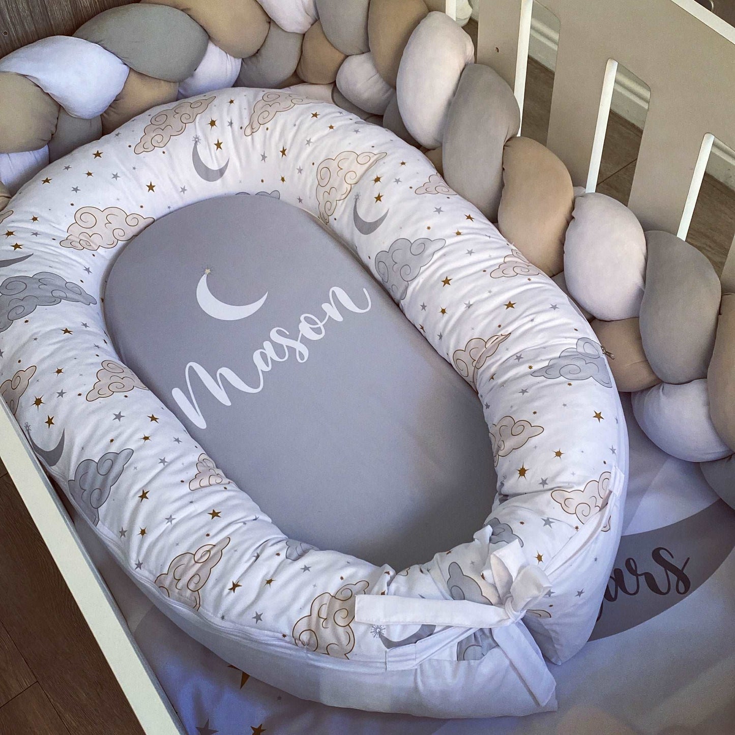 Cot Bedding - Grey Moon Set 01