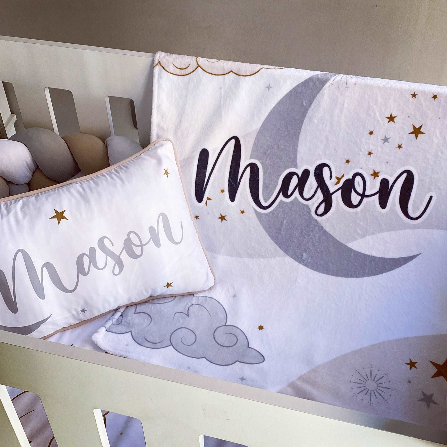Cot Bedding - Grey Moon Set 01