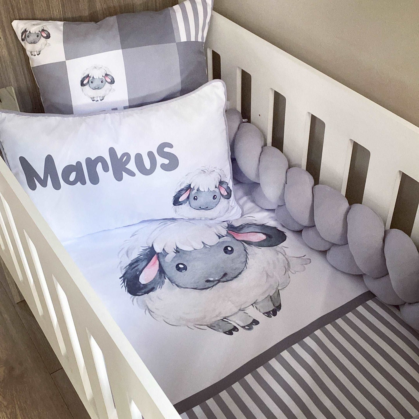 Cot Bedding - Grey Sheep Set 02