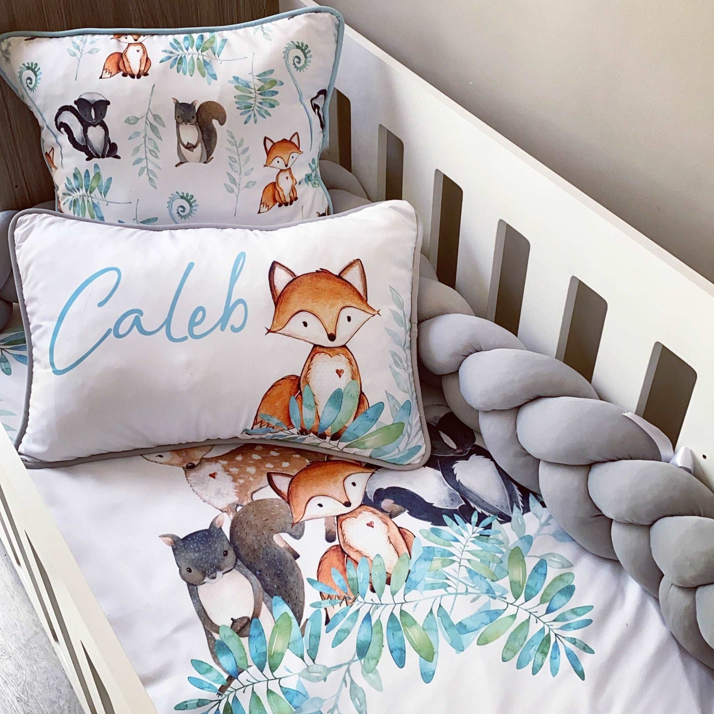 Cot Bedding - Grey Woodlands Set 02