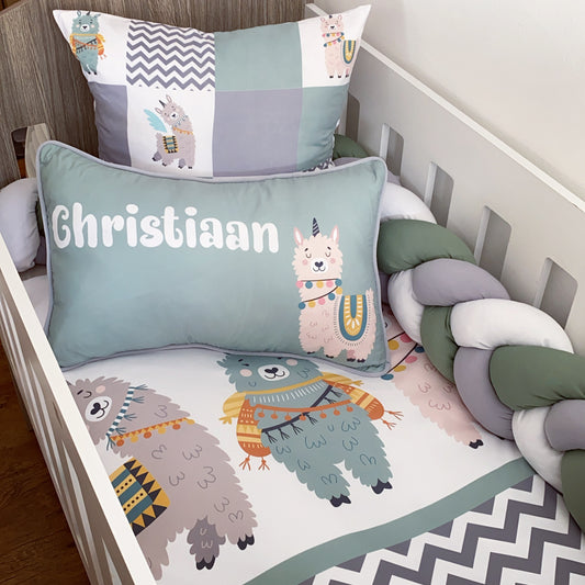 Cot Bedding - Sage Llama Set 01