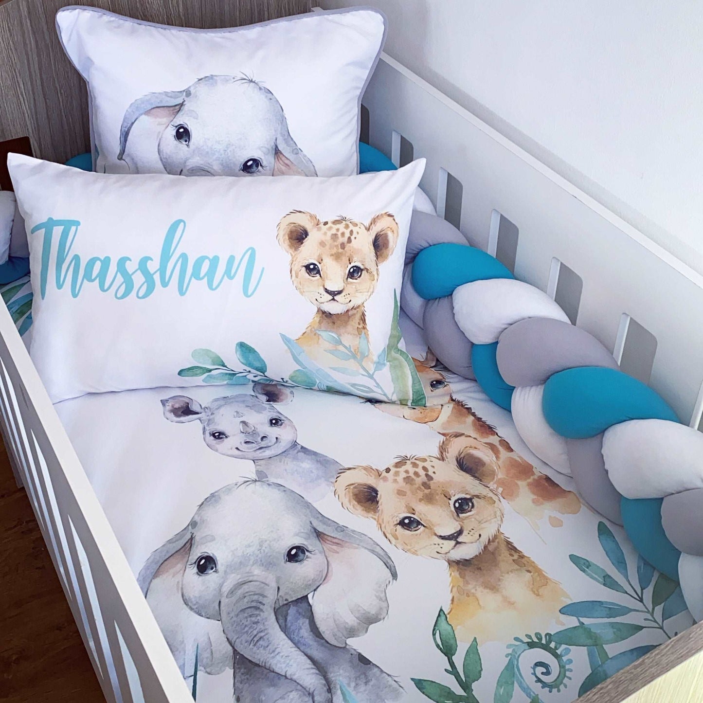 Cot Bedding - Aqua Safari Set 01