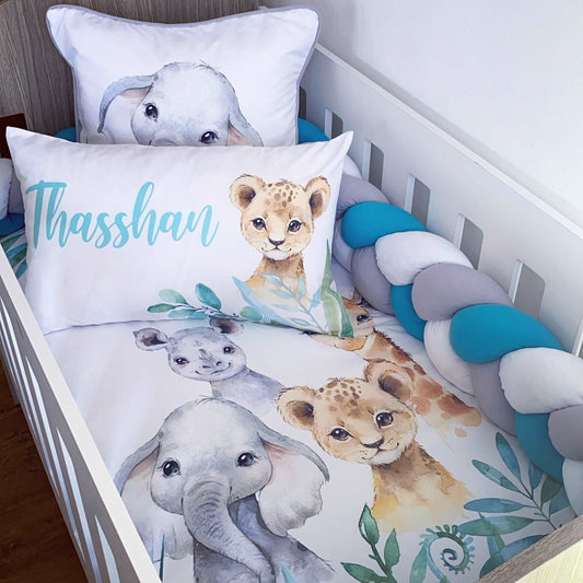 Cot Bedding - Aqua Safari Set 01
