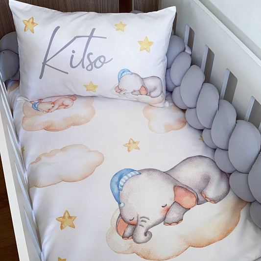 Cot Bedding - Grey Elephant Set 3