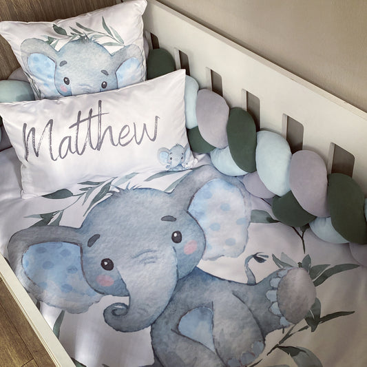 Cot Bedding - Blue Elephant Set 04