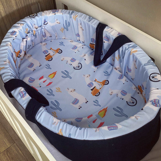 Carry Cot - Blue Llama