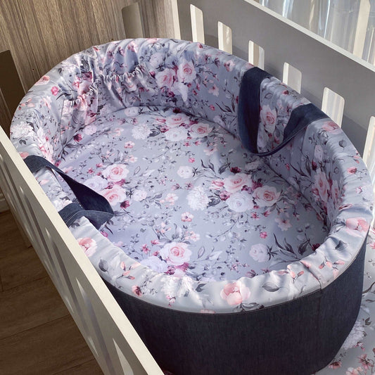 Carry Cot - Grey Floral 01