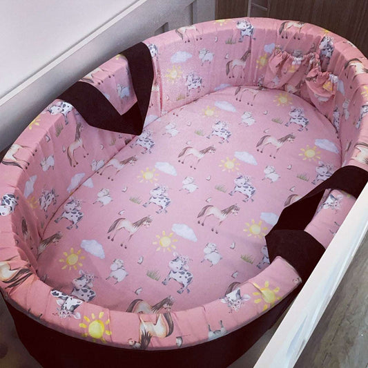 Carry Cot - Pink Farm 01
