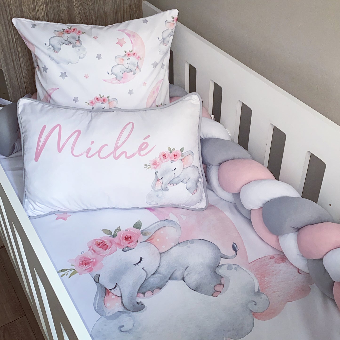 Cot Bedding - Pink Elephant Set 25