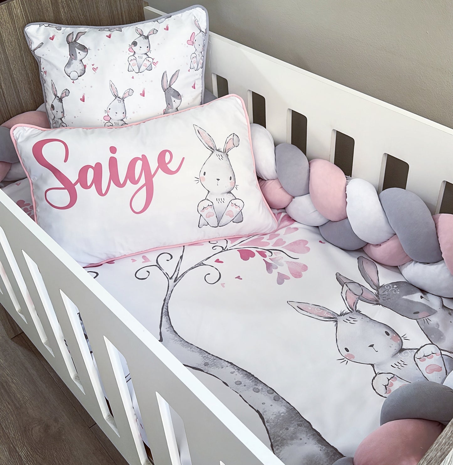 Cot Bedding - Pink Bunny Set 17