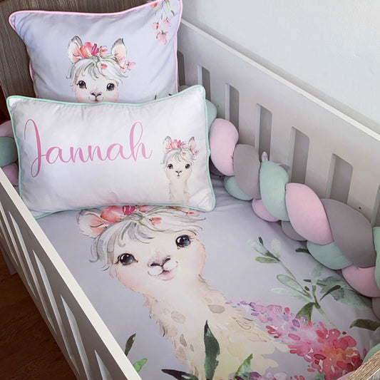 Cot Bedding - Pink Llama Set 01