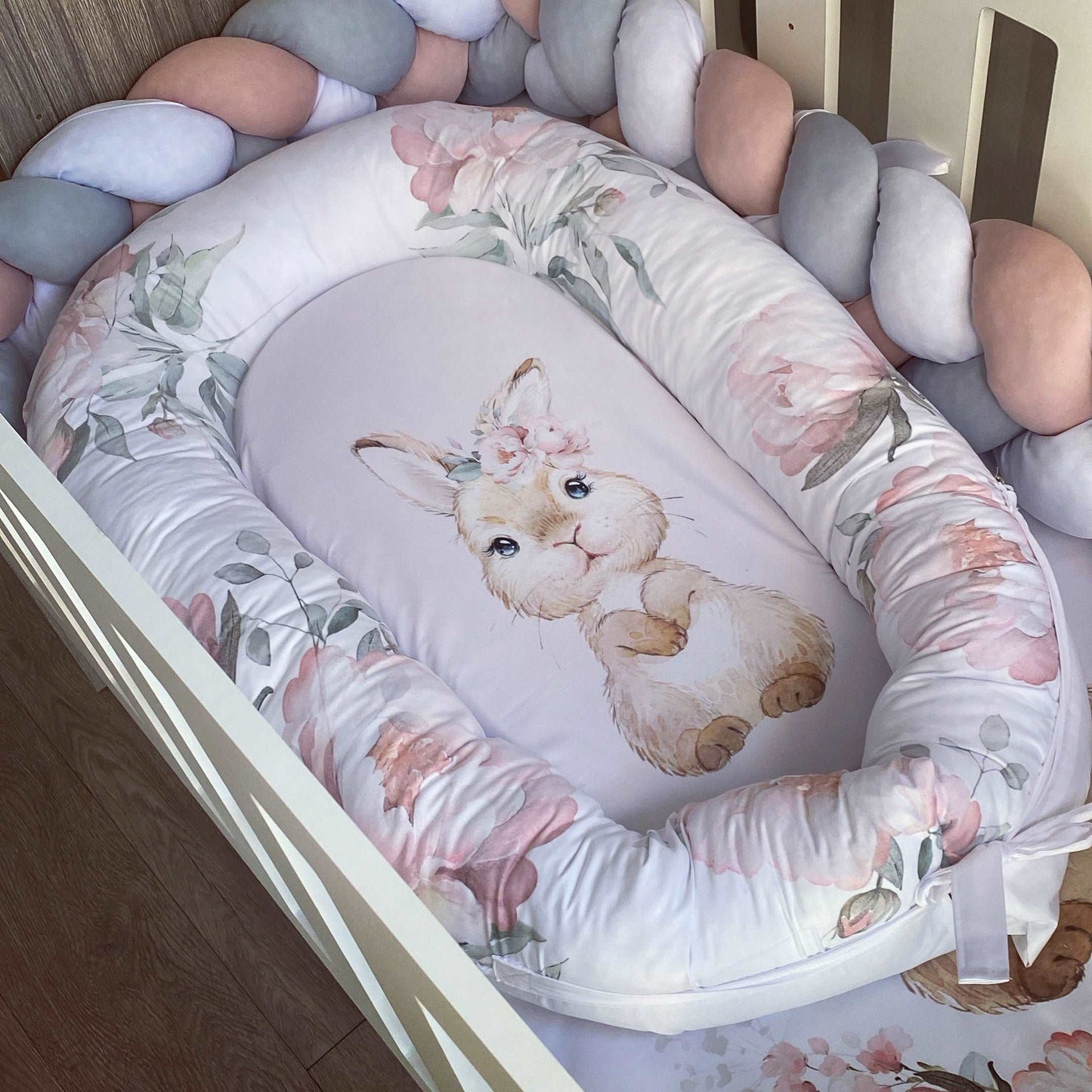 Cot Bedding - Grey Bunny Set 02