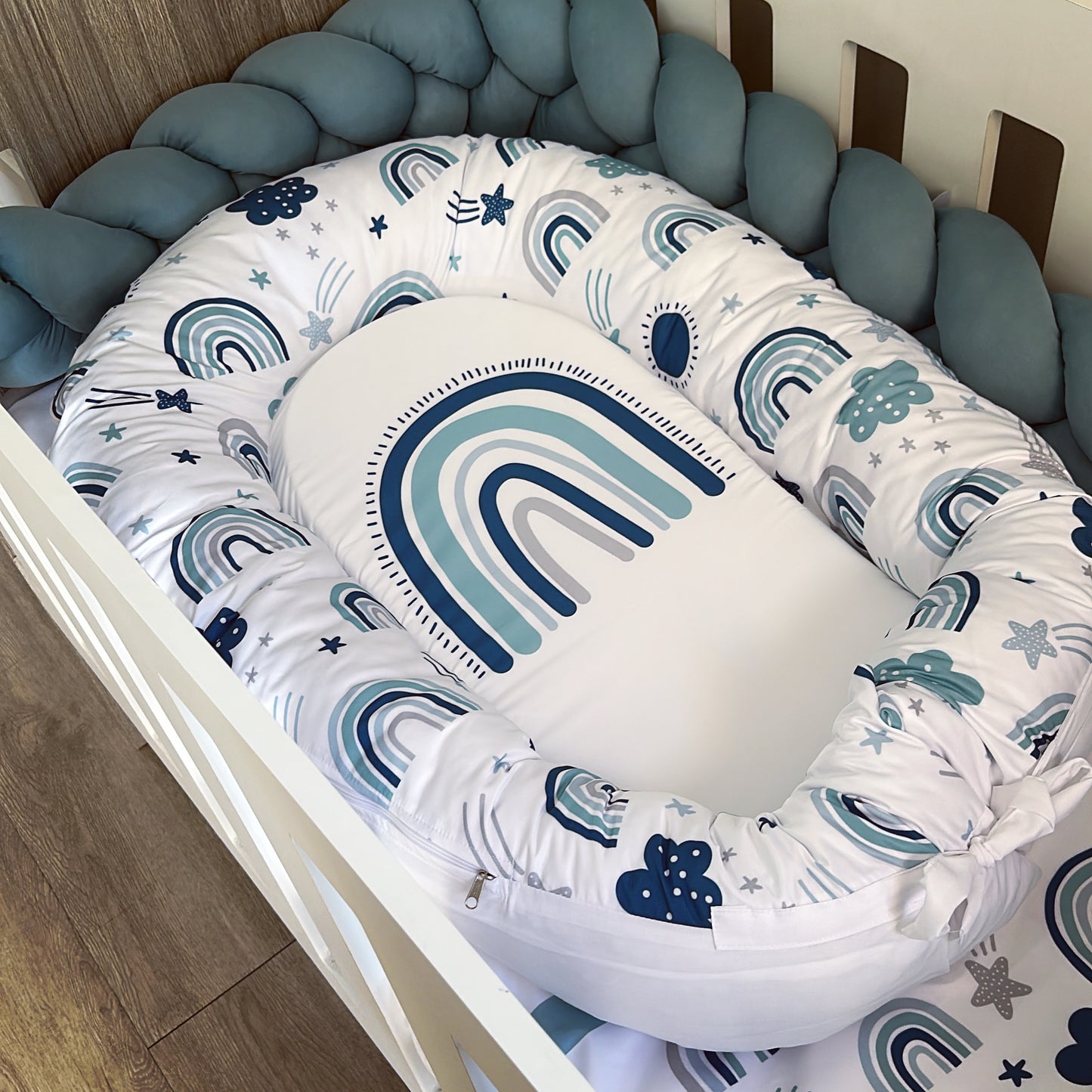 Cot Bedding - Aqua Rainbow Set 01