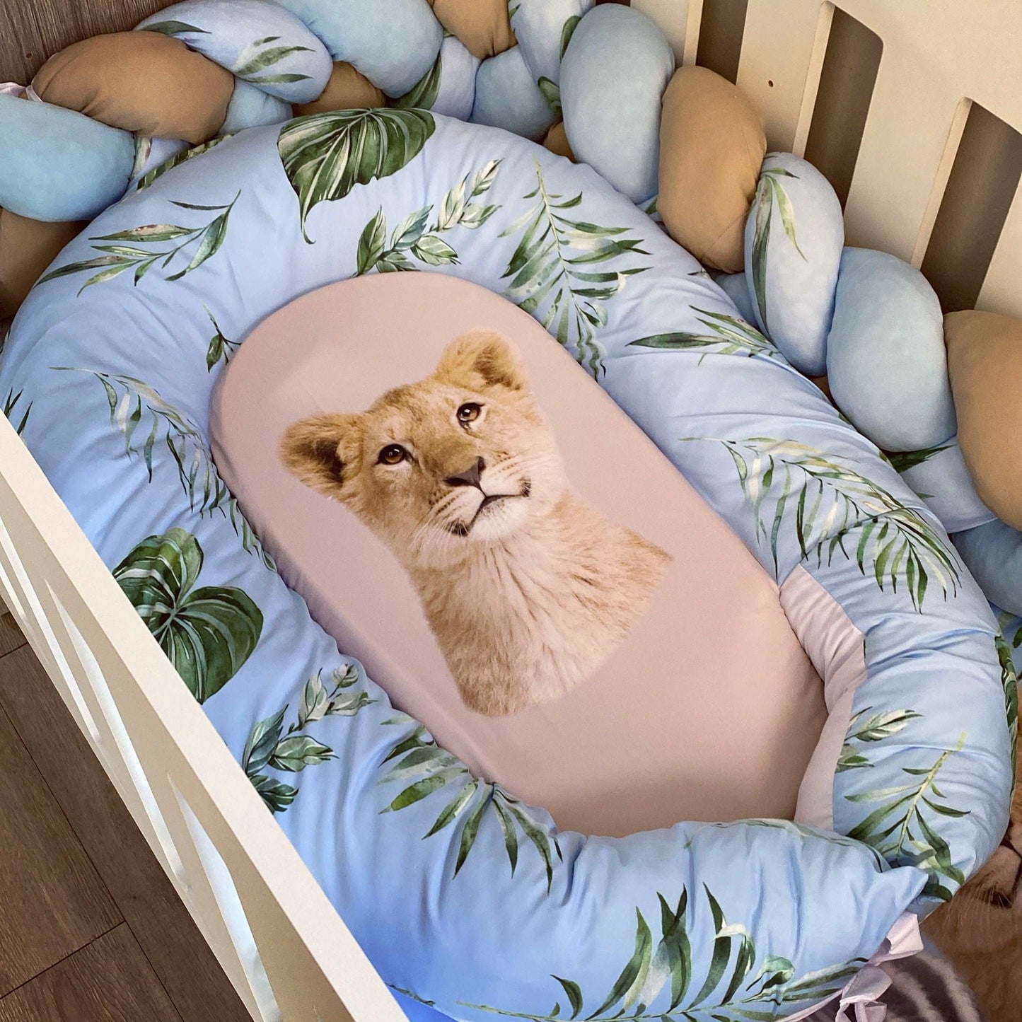 Cot Bedding - Blue Leaves Safari Set