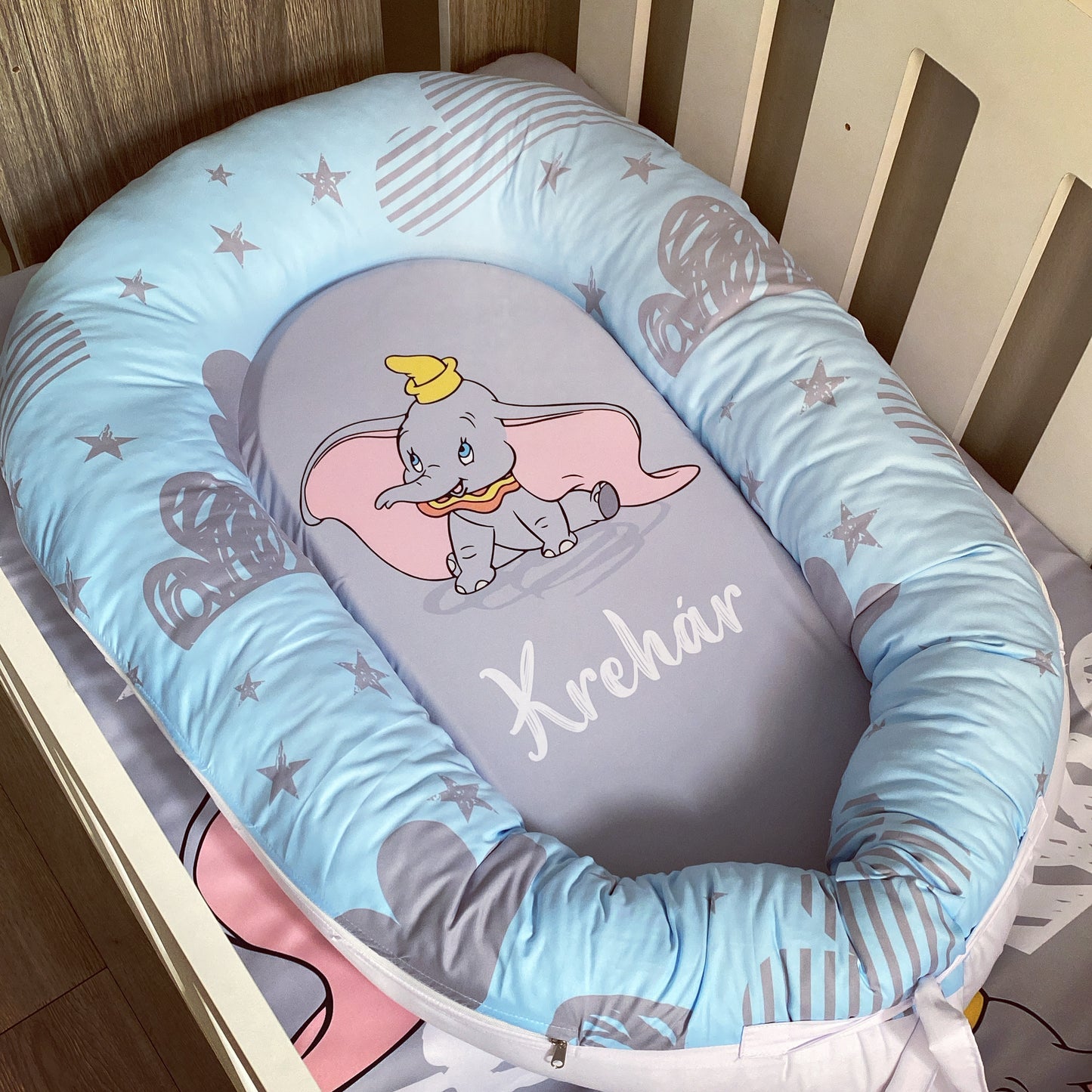 Cot Bedding - Grey Dumbo Set 01
