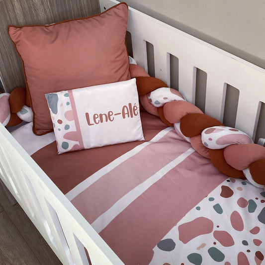 Cot Bedding - Pink Terrazzo Pattern Set 01