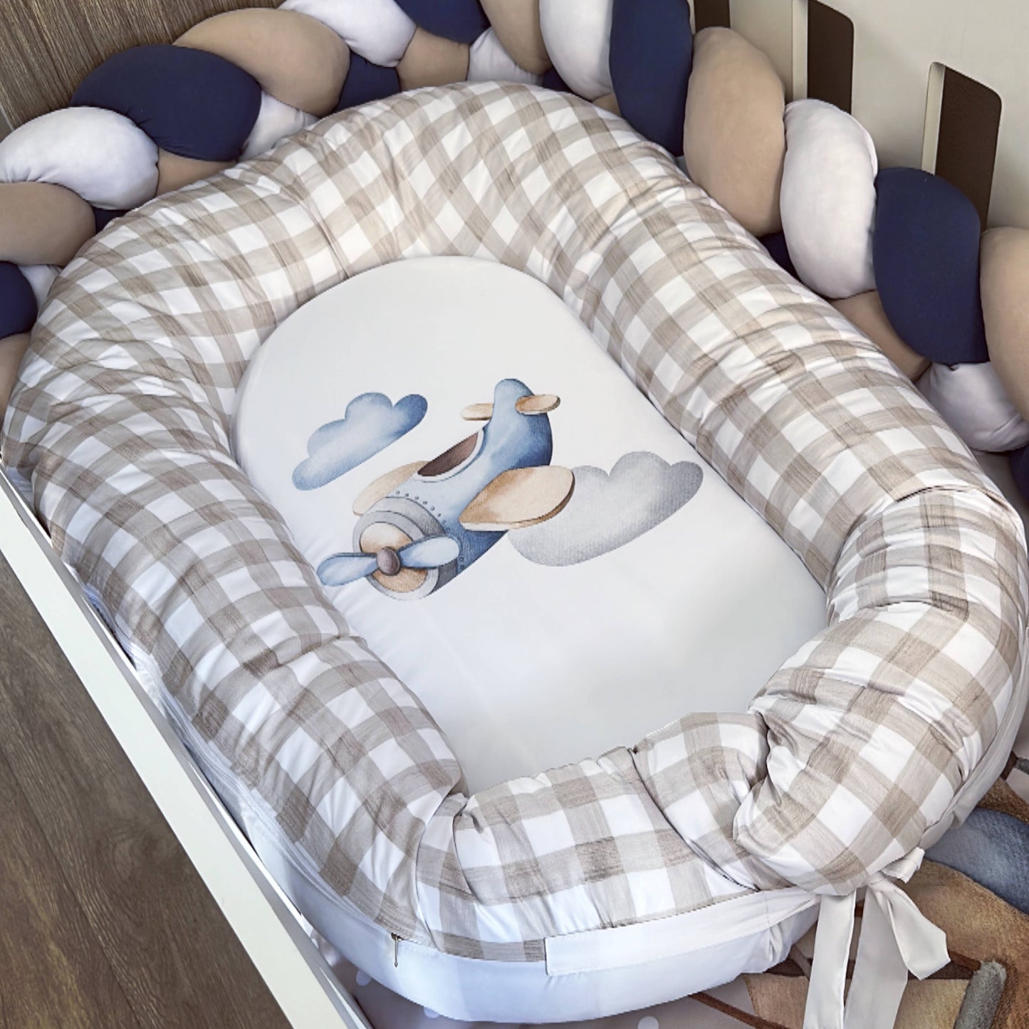 Cot Bedding - Blue Stone Plane Set 03