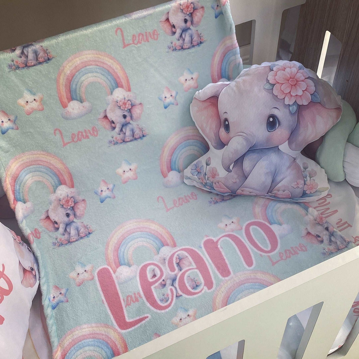 Cot Bedding - Rainbow Elephant Set 01