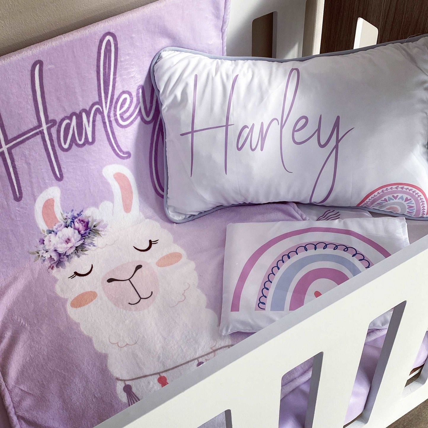 Cot Bedding - Lilac Llama Set 01