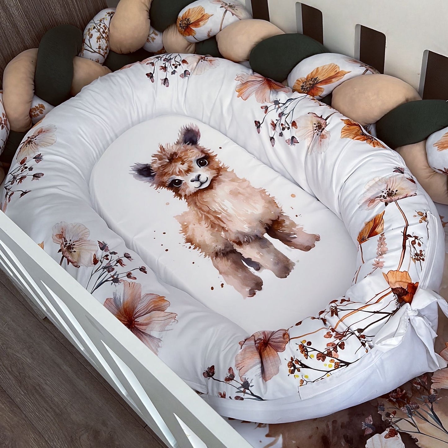 Cot Bedding - Stone Llama Set 02