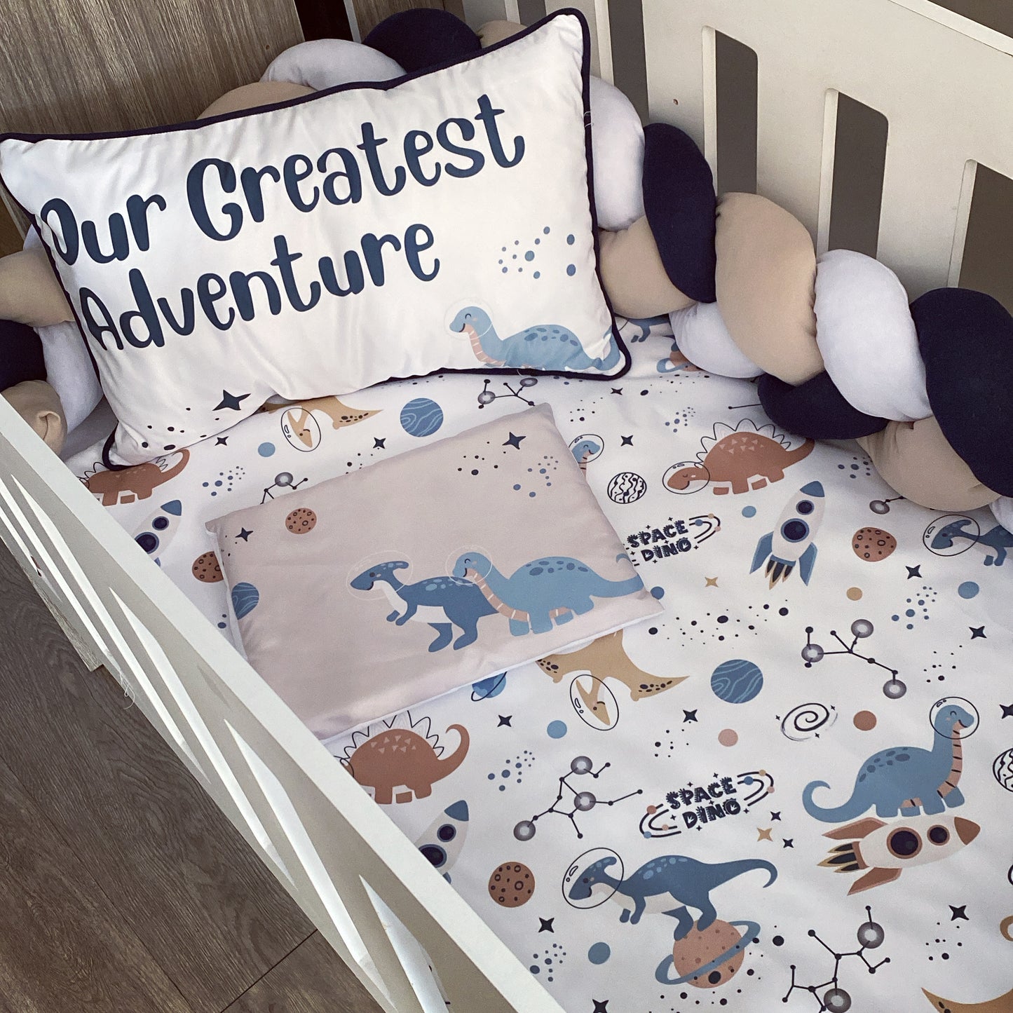 Cot Bedding - Blue Dinosaur Set 01