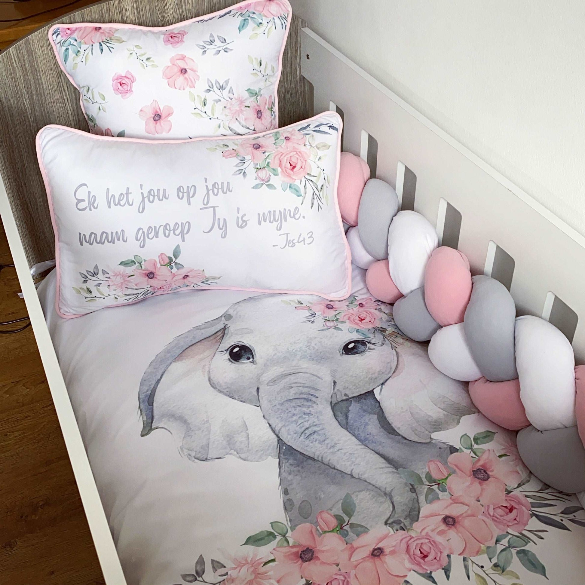 Cot Bedding - Pink Elephant Set 11