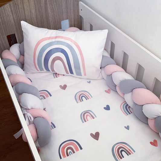Cot Bedding - Pink Boho Rainbow Set 10