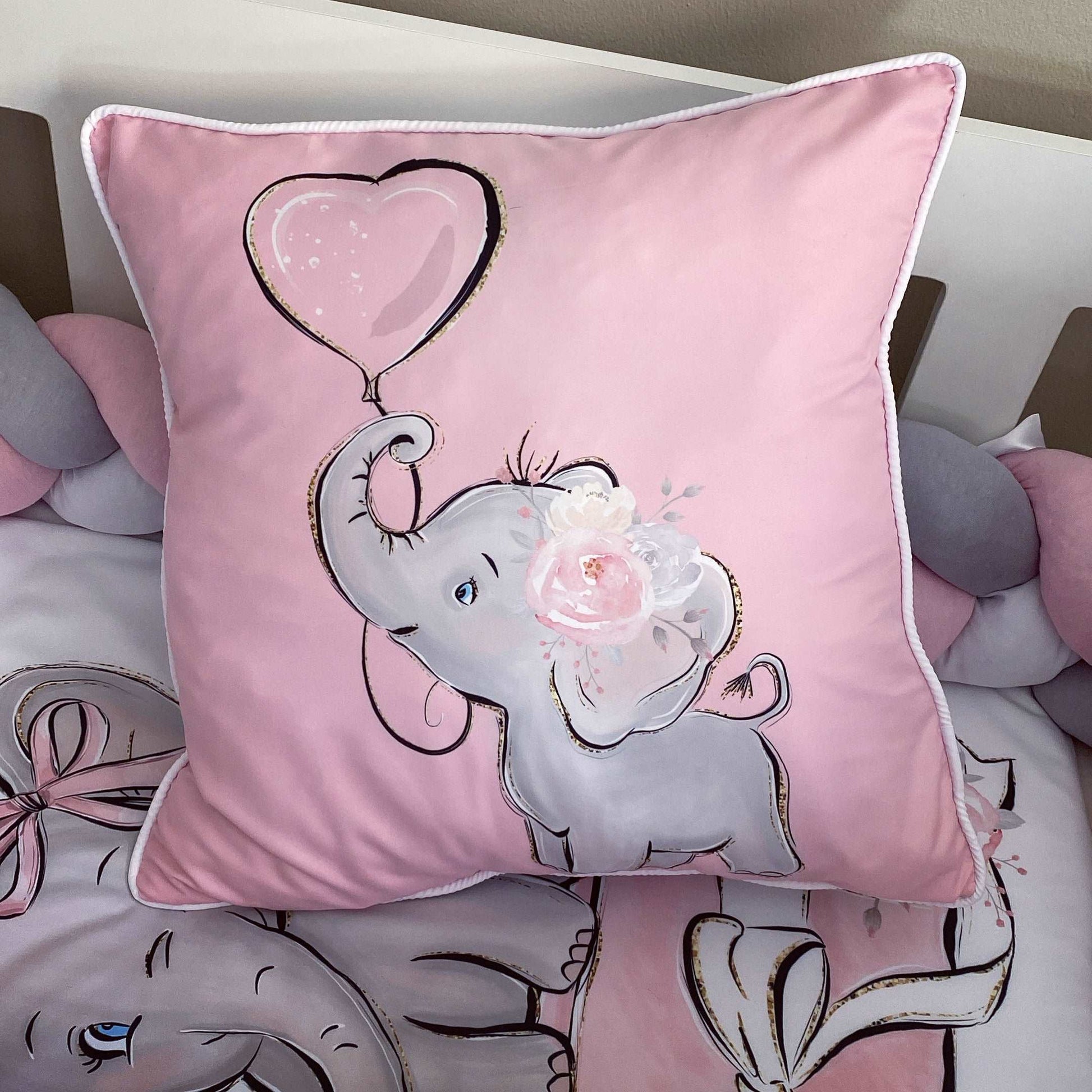Cot Bedding - Pink Elephant Set 04